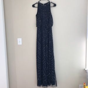 Adrianna Papell navy blue sequined dress